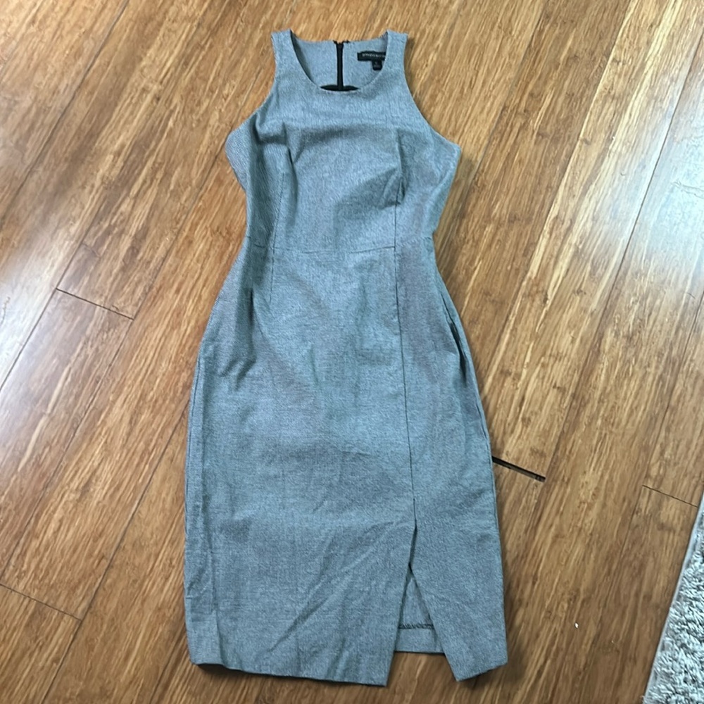 Banana Republic, midi dress, soft white/black checkers. Size 0.